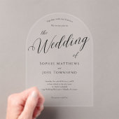 Elegante speelse romantische zwarte script bruilof acryl uitnodigingen (Insitu (Draagbaar))