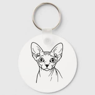 Elegante Sphynx Kat Lijnkunst Sleutelhanger