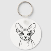 Elegante Sphynx Kat Lijnkunst Sleutelhanger (Achterkant)