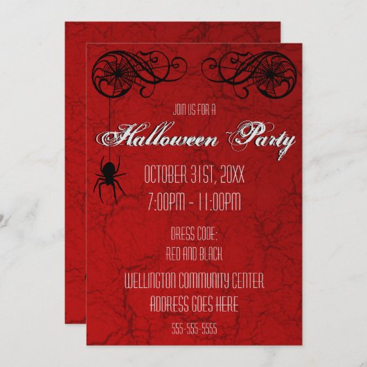 Elegante Spiderweb Party uitnodiging (Voorkant / Achterkant)