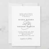 Elegante Spiraal Script Eenvoudige QR-code Trouwen Kaart (Voorkant)
