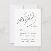Elegante Spiraal Script Simpele QR-code Trouwen RSVP Kaartje (Voorkant)