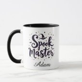 Elegante "Spook Master" Naam Halloween Kalligrafie Mok (Links)