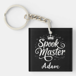 Elegante "Spook Master" Naam Halloween Kalligrafie Sleutelhanger