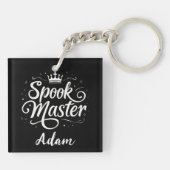 Elegante "Spook Master" Naam Halloween Kalligrafie Sleutelhanger (Achterkant)
