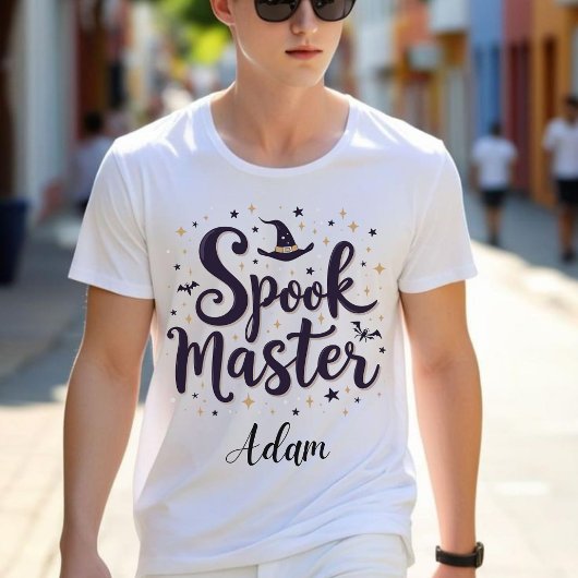 Elegante "Spook Master" Naam Halloween Kalligrafie Trui