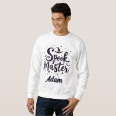 Elegante "Spook Master" Naam Halloween Kalligrafie Trui (Voorkant volledig)