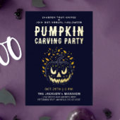 Elegante Spooky Halloween Nachtpompoen Carving Folie Uitnodiging