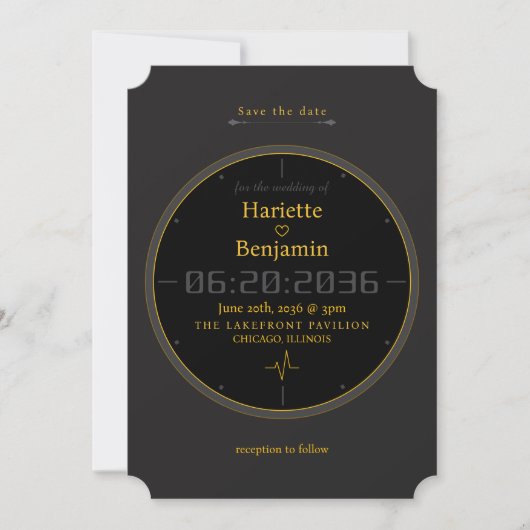 Elegante sporthorloge wijzerplaat save the date (Voorkant)