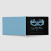 Elegante sprankelende blauwe Masquerade Quinceaner Gastenboek (Volledig)