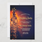 Elegante sprankelende boom zwart kerstfeest kaart (Voorkant)