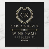 Elegante sprankelende diamanten laurierkrans wijn etiket (Enkel label)