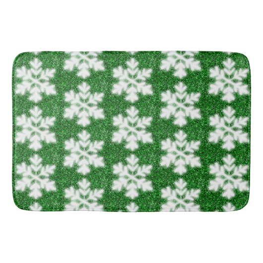 Elegante sprankelende glitter groene ijzige sneeuw badmat (Voorkant)