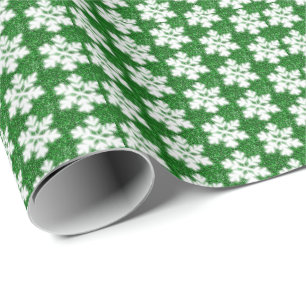 Elegante sprankelende glitter groene ijzige sneeuw cadeaupapier