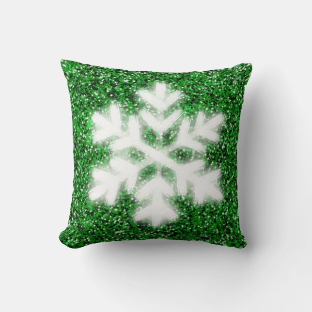 Elegante sprankelende glitter groene ijzige sneeuw kussen (Voorkant)