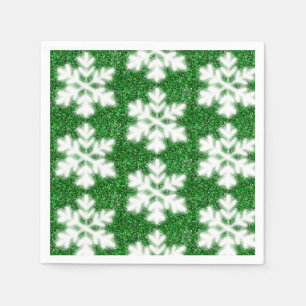 Elegante sprankelende glitter groene ijzige sneeuw servet