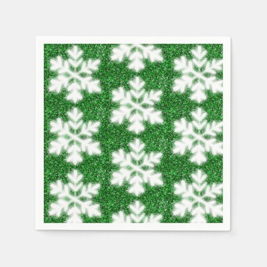 Elegante sprankelende glitter groene ijzige sneeuw servet (Voorkant)