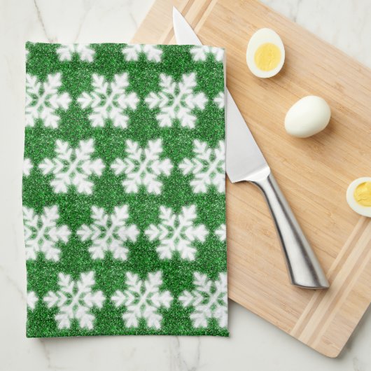 Elegante sprankelende glitter groene ijzige sneeuw theedoek (Quarter Fold)