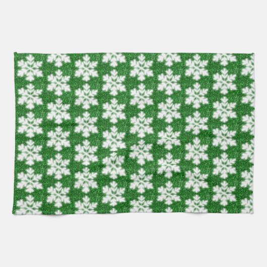 Elegante sprankelende glitter groene ijzige sneeuw theedoek (Horizontaal)