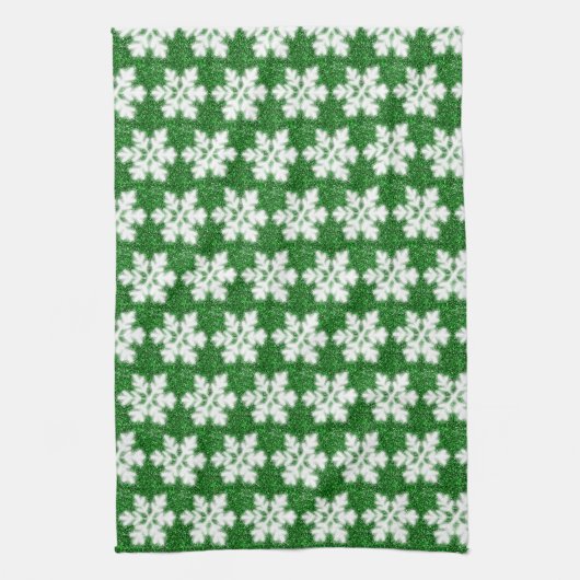 Elegante sprankelende glitter groene ijzige sneeuw theedoek (Verticaal)