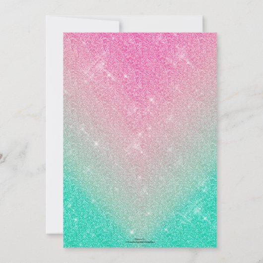 Elegante sprankelende glitter roze munt gradiënt kaart (Achterkant)