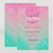 Elegante sprankelende glitter roze munt gradiënt kaart (Voorkant / Achterkant)