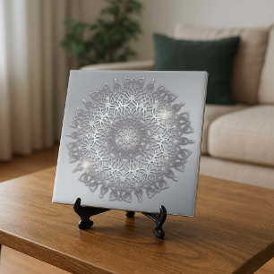 Elegante sprankelende gloeiende zilveren metallic tegeltje