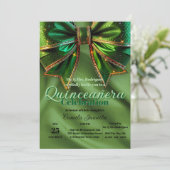 Elegante sprankelende groene boog op satijn Quince Kaart (Staand voorkant)