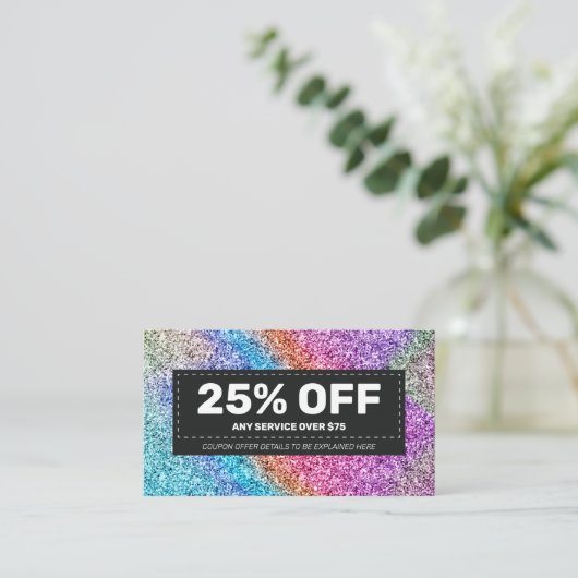 Elegante sprankelende holografische glitter Haarst Kortingskaartje (Staand voorkant)