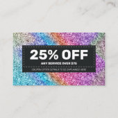Elegante sprankelende holografische glitter Haarst Kortingskaartje (Voorkant)