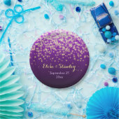 Elegante sprankelende lichten in paarse moderne br papieren bordje (Feest)