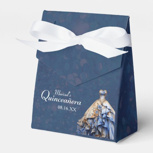 Elegante sprankelende quinceanera jurk bedankdoosjes (Voorkant Zijde)