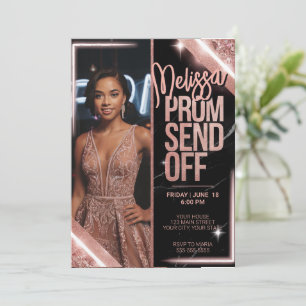 Elegante sprankelende roze prom Stuur DIY Foto Kaart