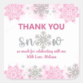 Elegante sprankelende roze sneeuw Hartelijk dank s Vierkante Sticker (Voorkant)