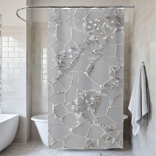 Elegante sprankelende witte Sequin Douchegordijn