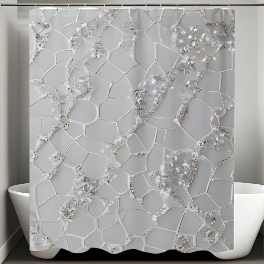 Elegante sprankelende witte Sequin Douchegordijn