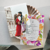 Elegante Spring Bold Bloemen Waterverf bruiloft Vellum Uitnodigingen