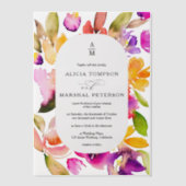 Elegante Spring Bold Bloemen Waterverf bruiloft Vellum Uitnodigingen (Voorkant)