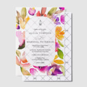 Elegante Spring Bold Bloemen Waterverf bruiloft Vellum Uitnodigingen (Offset (Uitnodiging))
