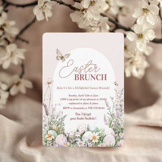 Elegante Spring Flower Easter Brunch Kaart