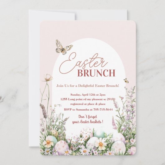 Elegante Spring Flower Easter Brunch Kaart (Voorkant)