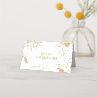 Elegante Spring Gold Floral Moderne Plaatskaarten Plaatskaartje