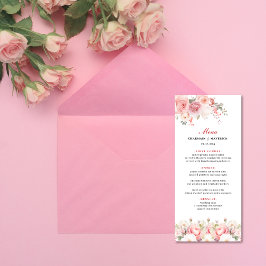 Elegante Spring Roos Blush Roze bruiloft Menu