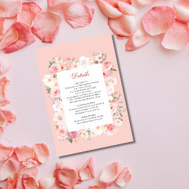 Elegante Spring Roos Blush Roze Lijst bruiloft Informatiekaartje