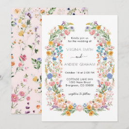 Elegante Spring Wildflower Meadow Garden Wedding Kaart