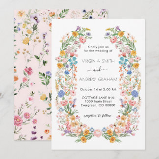Elegante Spring Wildflower Meadow Garden Wedding Kaart