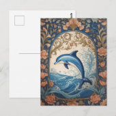 Elegante springdolfijn William Morris geïnspireerd Briefkaart (Voorkant / Achterkant)