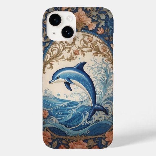 Elegante springdolfijn William Morris geïnspireerd Case-Mate iPhone Case (Achterkant)