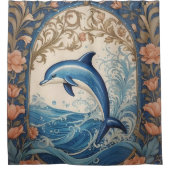 Elegante springdolfijn William Morris geïnspireerd Douchegordijn (Voorkant)