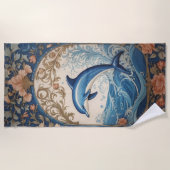 Elegante springdolfijn William Morris geïnspireerd Strandlaken (Voorkant)